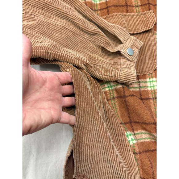 Fantastic Fawn Plaid Corduroy Shacket Oversized Button Up Shirt Jacket Women S‎ - Picture 11 of 12